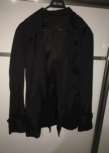 Düğmeli Siyah Midi Kadın Trençkot - Görsel 2