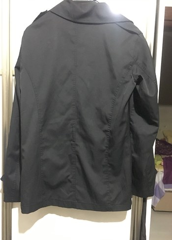 Düğmeli Siyah Midi Kadın Trençkot - Görsel 7