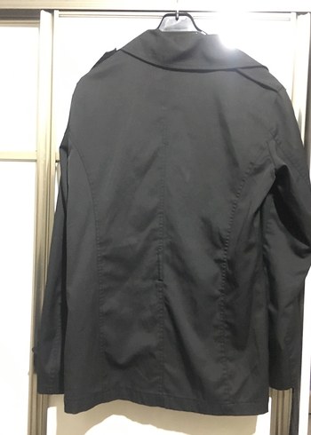 Düğmeli Siyah Midi Kadın Trençkot - Görsel 8