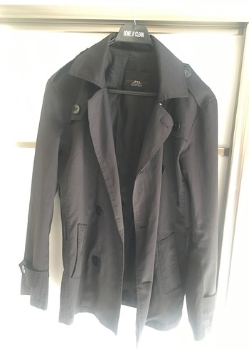 Siyah Midi Düğmeli Kadın Trençkot - Görsel 3