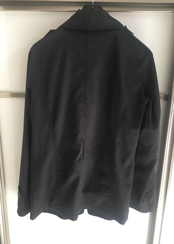 Siyah Midi Düğmeli Kadın Trençkot - Görsel 7