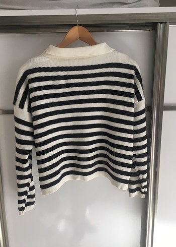 Parisian Tarzı Çizgili Uzun Kollu Kazak - Görsel 2