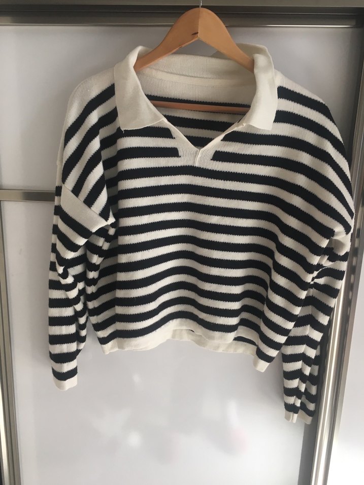 Parisian Tarzı Çizgili Uzun Kollu Kazak - Görsel 3