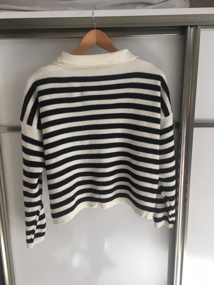 Parisian Tarzı Çizgili Uzun Kollu Kazak - Görsel 2