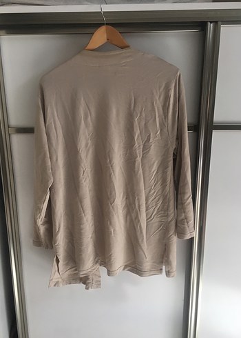 Bej Midi Kadın Keten Hırka - Görsel 5