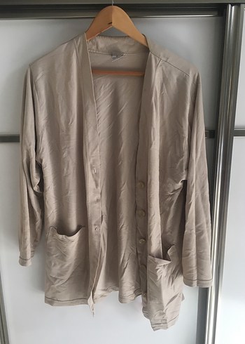 Bej Midi Kadın Keten Hırka - Görsel 2