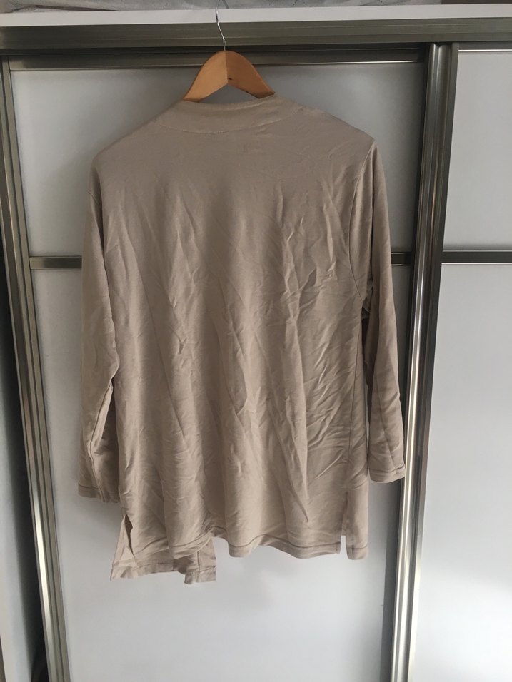 Bej Midi Kadın Keten Hırka - Görsel 5