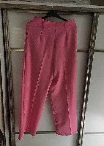 Düğmeli Pembe  Kadın Kumaş Pantolon - Görsel 6