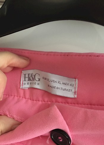 Düğmeli Pembe  Kadın Kumaş Pantolon - Görsel 5