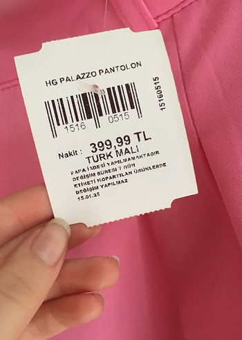 Düğmeli Pembe  Kadın Kumaş Pantolon - Görsel 4