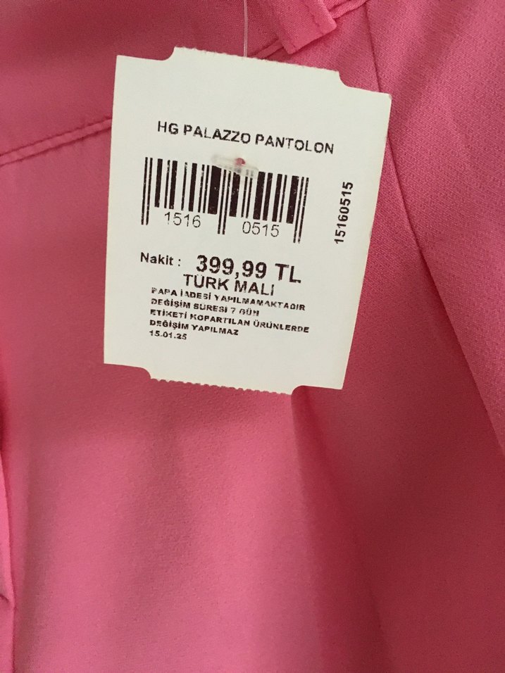 Düğmeli Pembe  Kadın Kumaş Pantolon - Görsel 3