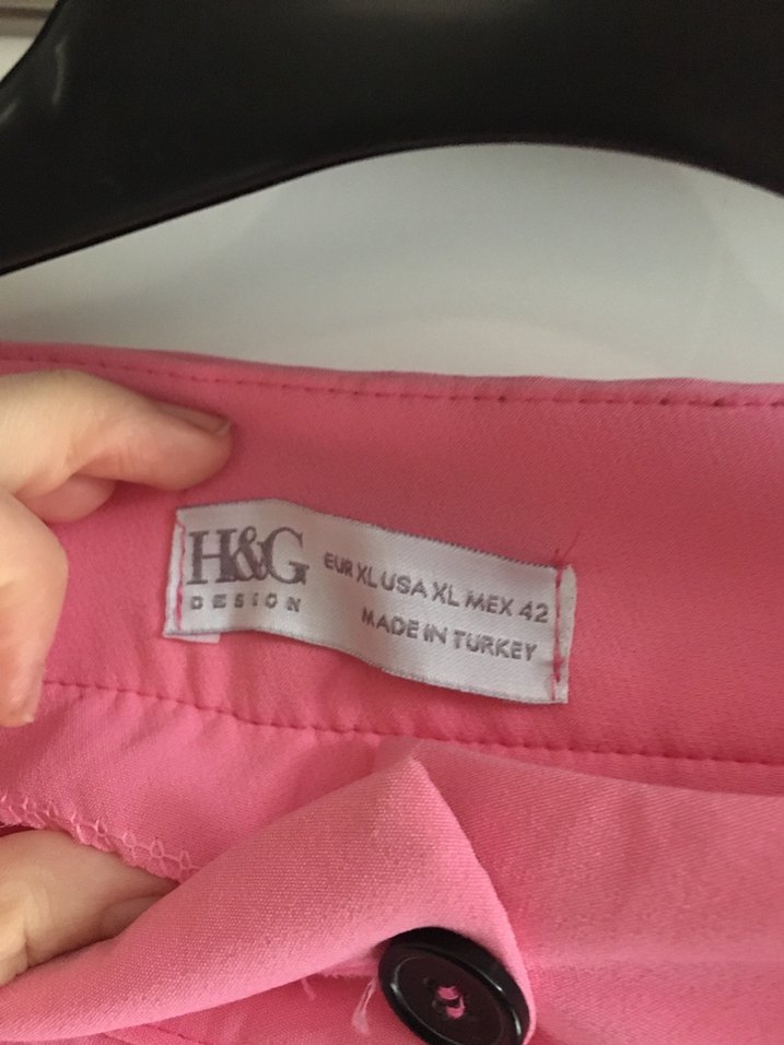 Düğmeli Pembe  Kadın Kumaş Pantolon - Görsel 5