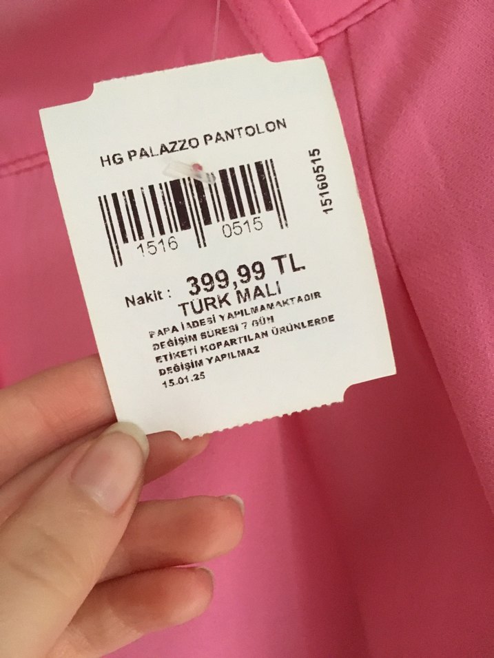 Düğmeli Pembe  Kadın Kumaş Pantolon - Görsel 4