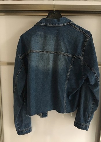 Düğmeli Mavi Kadın Denim Ceket - Görsel 3