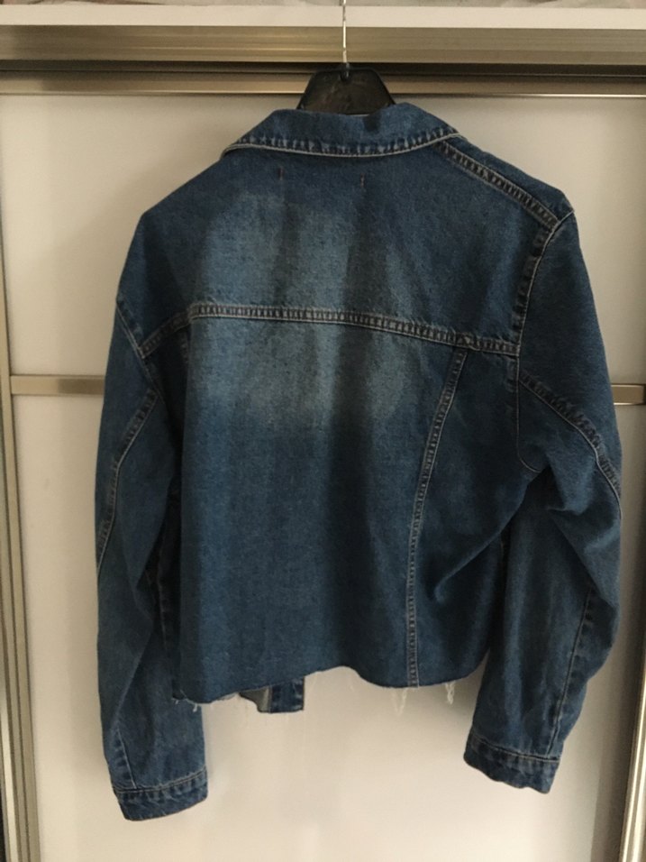 Düğmeli Mavi Kadın Denim Ceket - Görsel 3