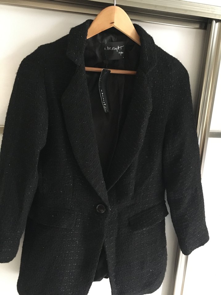 Siyah Kadın Midi Boy Blazer - Görsel 2