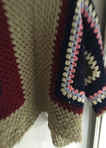 Bohem Çok Renkli Örgü Kadın Hırka - Görsel 3