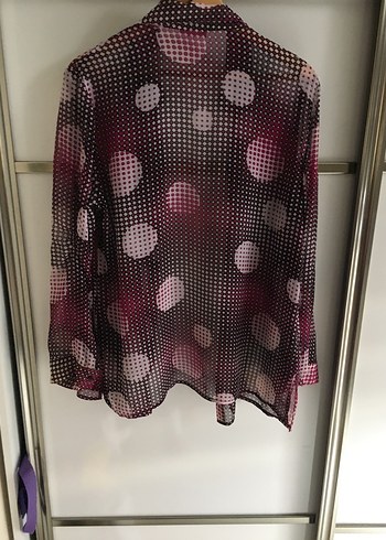 Mor Puantiyeli Uzun Kollu Gömlek - Görsel 4