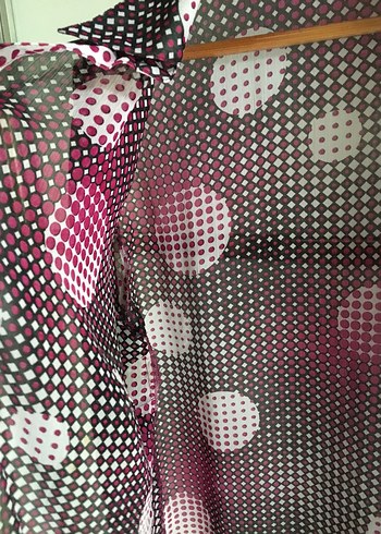 Mor Puantiyeli Uzun Kollu Gömlek - Görsel 3