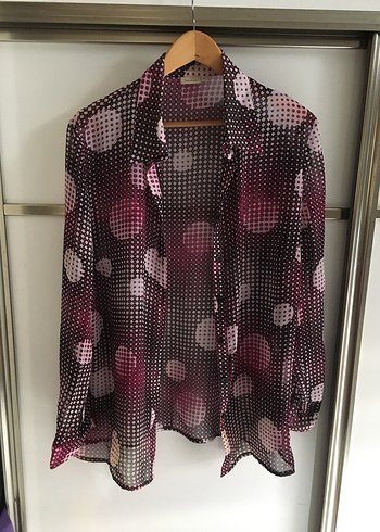 Mor Puantiyeli Uzun Kollu Gömlek - Görsel 2