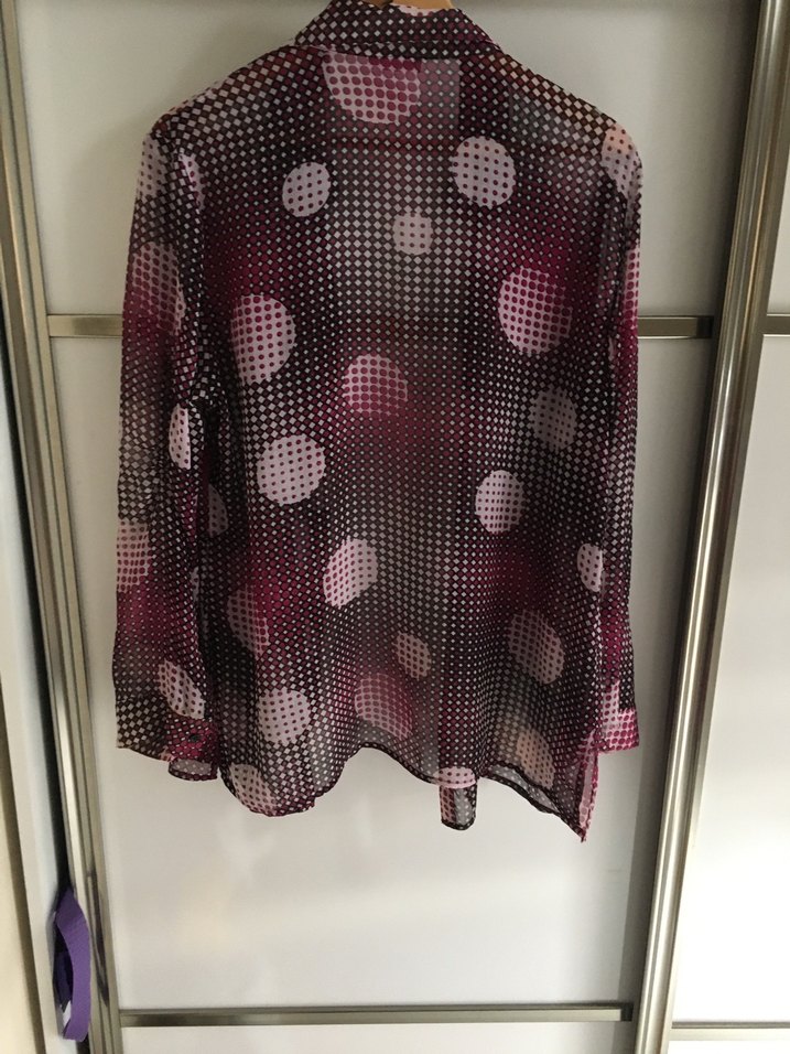 Mor Puantiyeli Uzun Kollu Gömlek - Görsel 4