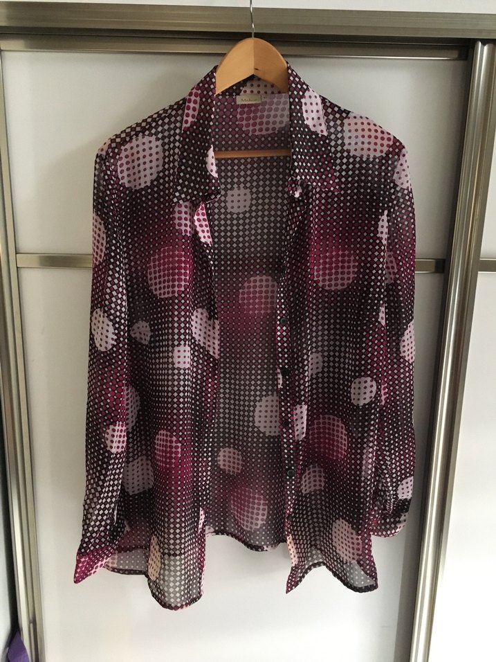 Mor Puantiyeli Uzun Kollu Gömlek - Görsel 2