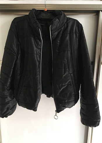 Kadın Siyah Fermuarlı Midi Mont - Görsel 3