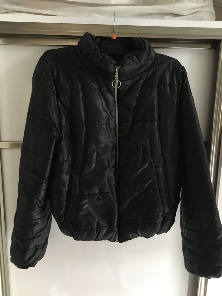 Kadın Siyah Fermuarlı Midi Mont - Görsel 2