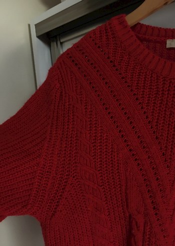 Kırmızı Kadın Örgü Triko Kazak - Görsel 3