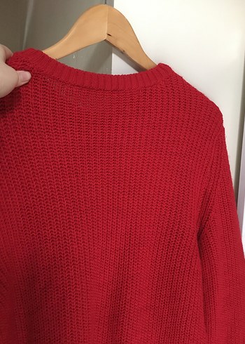 Kırmızı Kadın Örgü Triko Kazak - Görsel 7