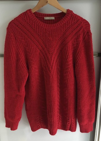 Kırmızı Kadın Örgü Triko Kazak - Görsel 2