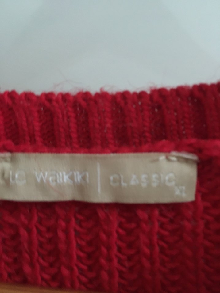 Kırmızı Kadın Örgü Triko Kazak - Görsel 4