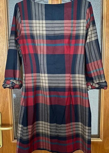 Bordo Ekose Midi Kadın Elbise - Görsel 2