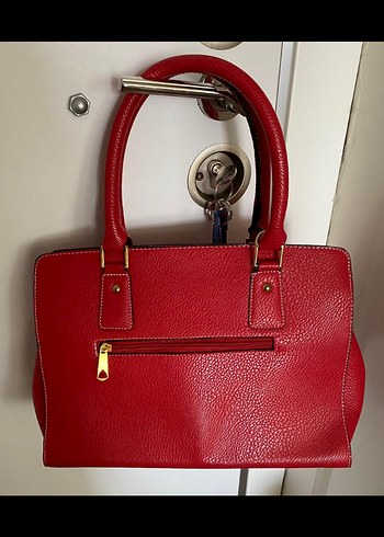 Klasik Kırmızı Deri Kadın Çanta - Görsel 2