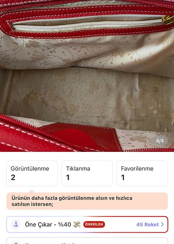 Klasik Kırmızı Deri Kadın Çanta - Görsel 4