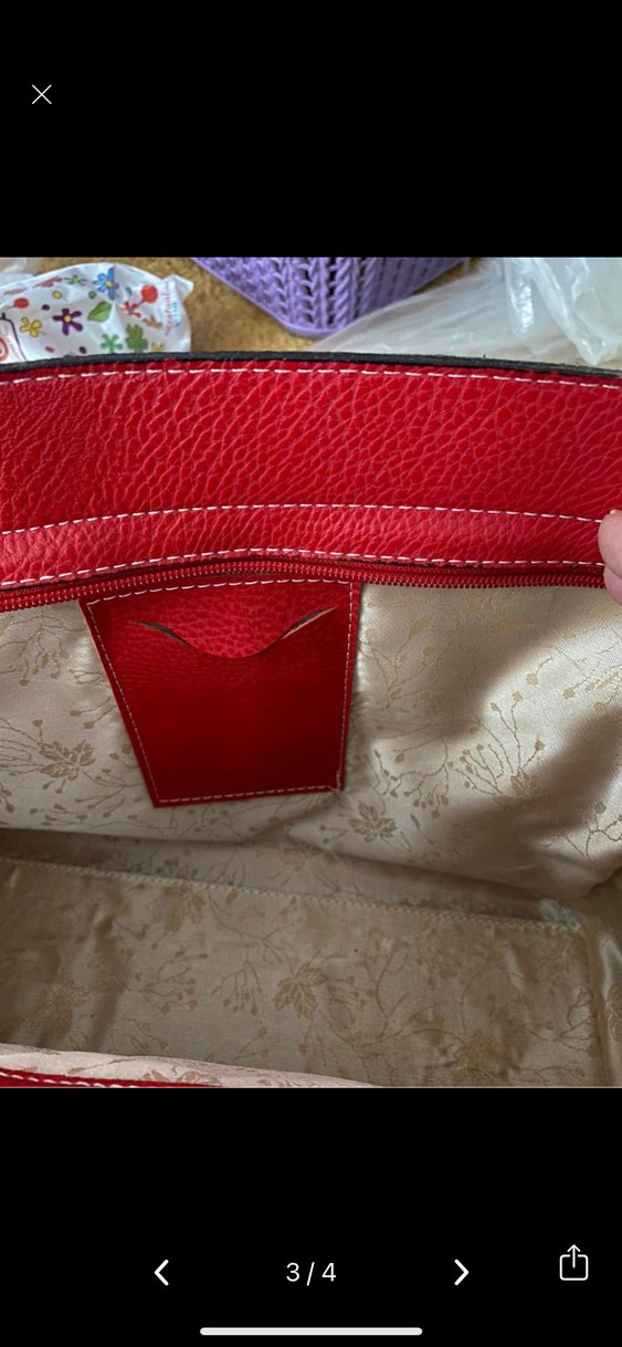 Klasik Kırmızı Deri Kadın Çanta - Görsel 3