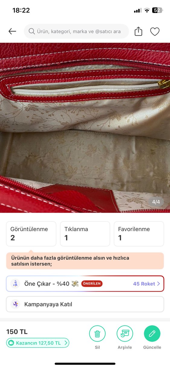 Klasik Kırmızı Deri Kadın Çanta - Görsel 4