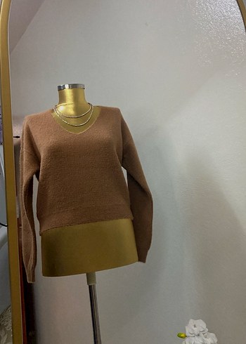 diğer Beden camel Renk Bej Kadın Triko Kazak