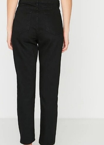 36 Beden Siyah yüksek bel mom jeans