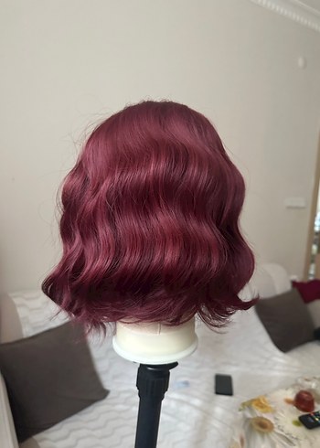 Bordo Vintage Dalgalı Sentetik Peruk - Görsel 6