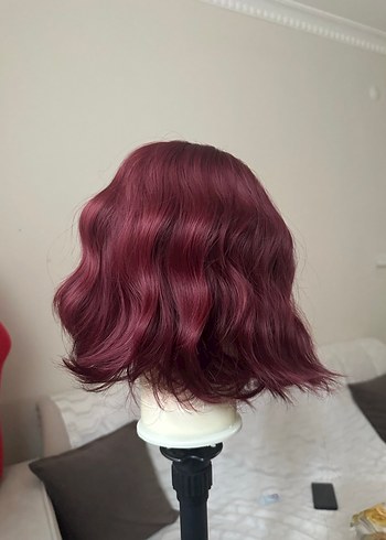 Bordo Vintage Dalgalı Sentetik Peruk - Görsel 7