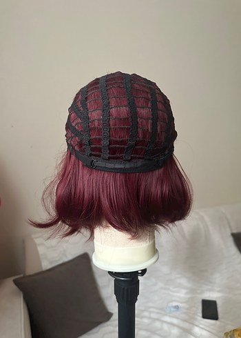 Bordo Vintage Dalgalı Sentetik Peruk - Görsel 9