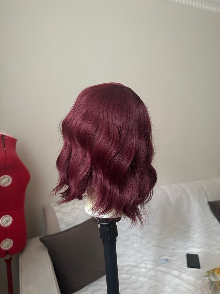 Bordo Vintage Dalgalı Sentetik Peruk - Görsel 3