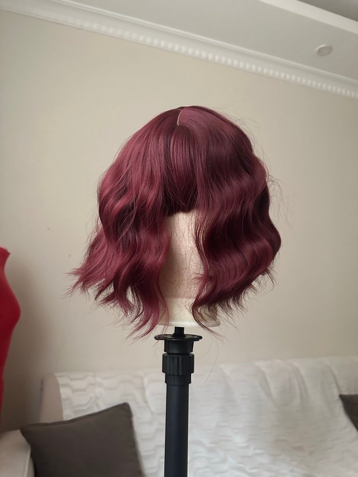Bordo Vintage Dalgalı Sentetik Peruk - Görsel 4