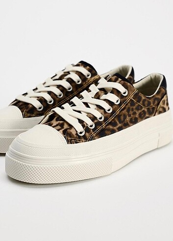 36 Beden kahverengi Renk Zara leopar desenli spor ayakkabı