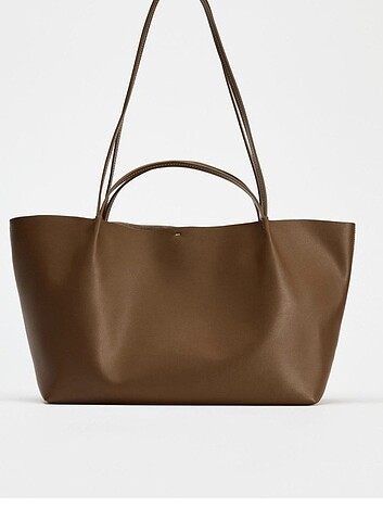 Zara kahverengi tote canta 