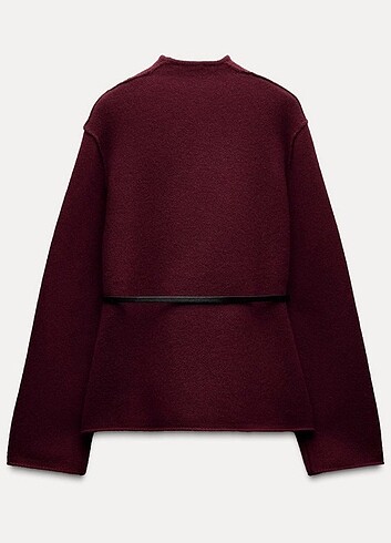 s Beden Zara bordo kemerlı ceket hırka