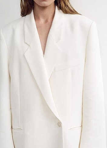 xl Beden beyaz Renk Zara çift düğmeli ovarsıze blazer
