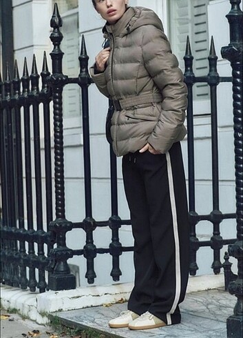 xs Beden camel Renk Zara kapsonlu kemerlı anorak mont