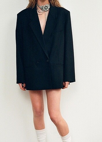 Zara sıyah ovarsıze blazer ceket
